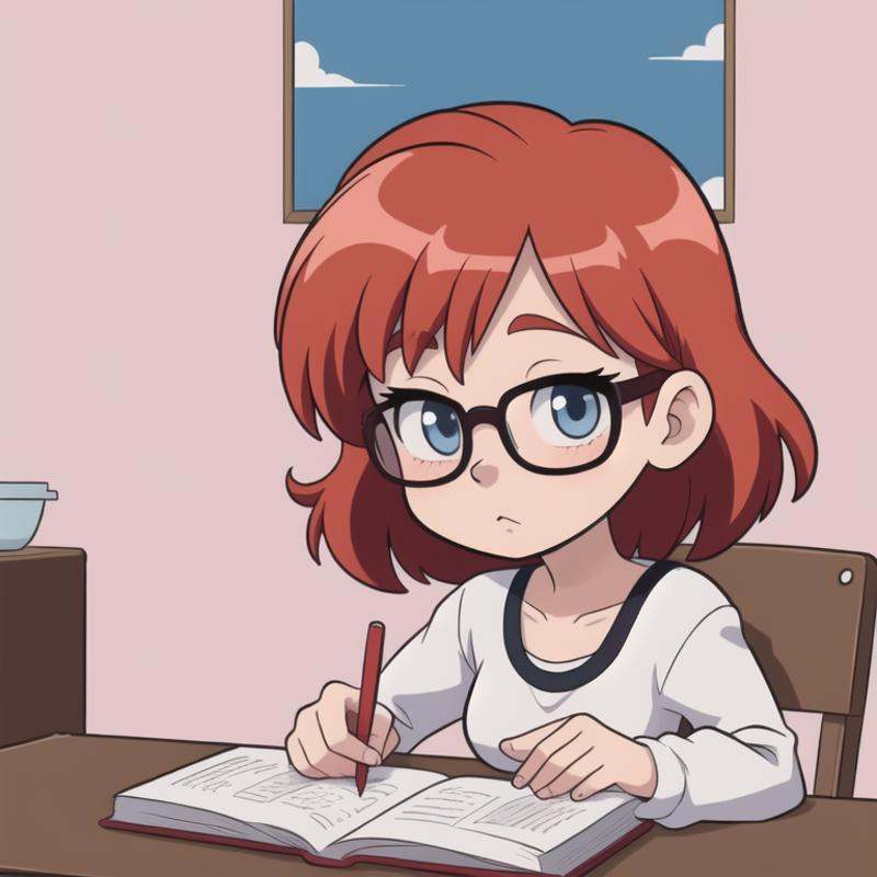 beautiful anime girl,  redhead,  glasses on Tensor.Art