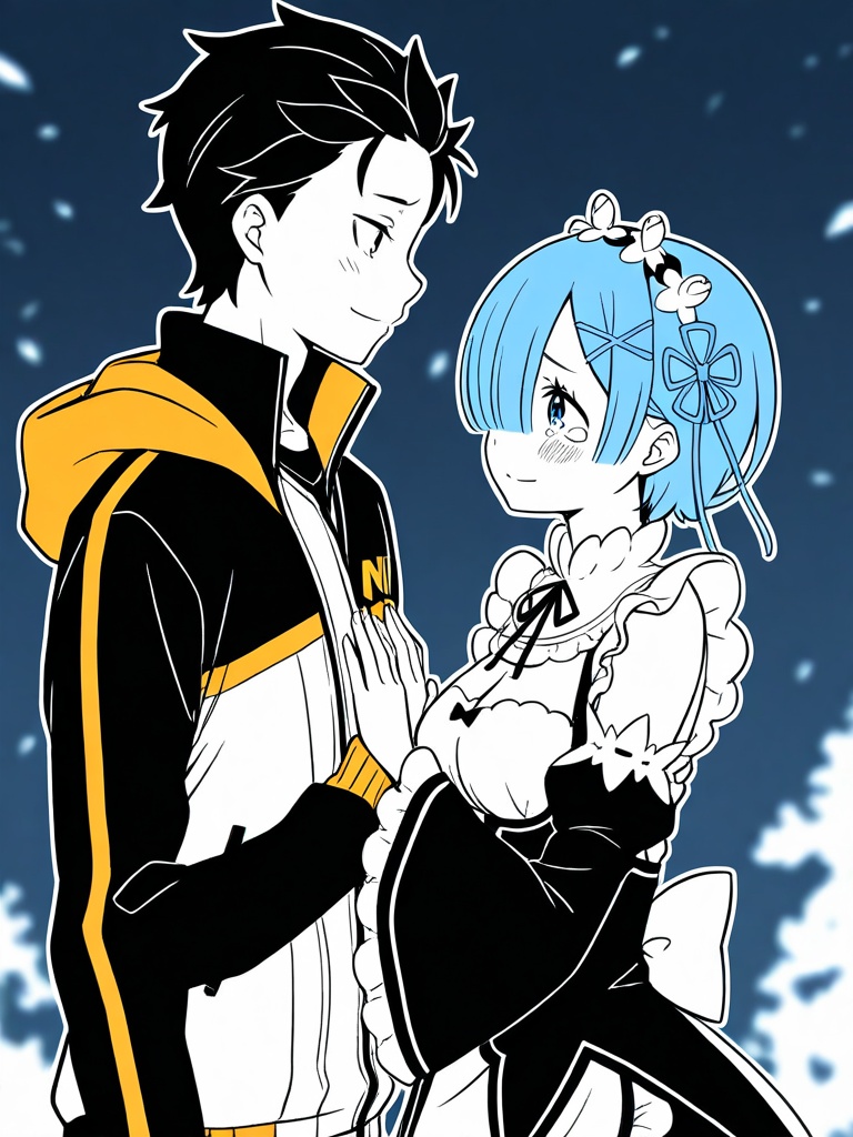 rem \(re:zero\),  natsuki subaru,  1girl on Tensor.Art
