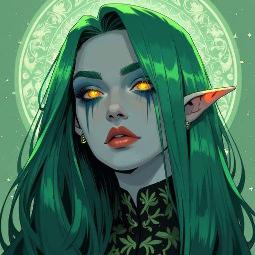 digital drawing in Neonhades style a fantasy art style,  featuring a fantastical,  ethereal woman with an otherworldly app...