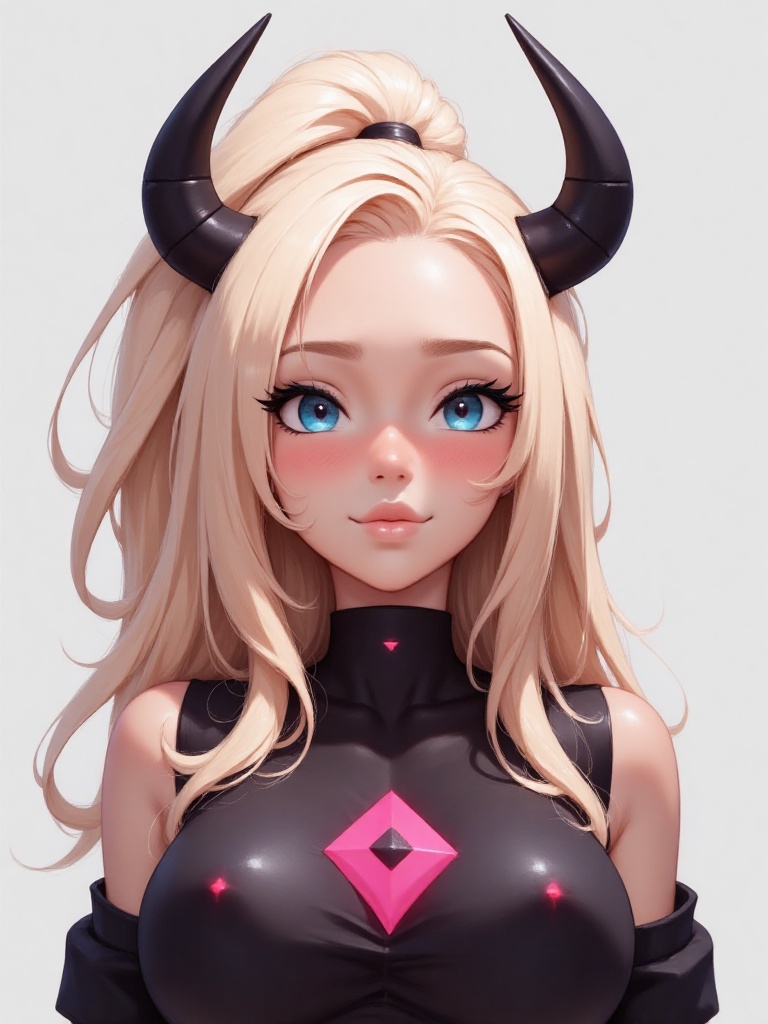 Pony Style,  A portrait of a female character with long,  light blonde hair that cascades over her shoulders. She is weari...
