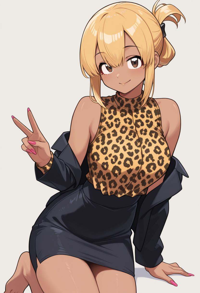 Rumiko Manbagi,  dark brown eyes,  gyaru on Tensor.Art