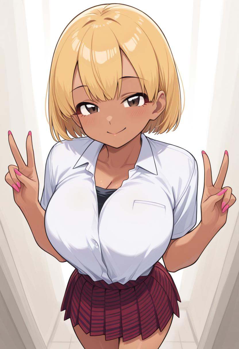 Rumiko Manbagi,  dark brown eyes,  gyaru on Tensor.Art