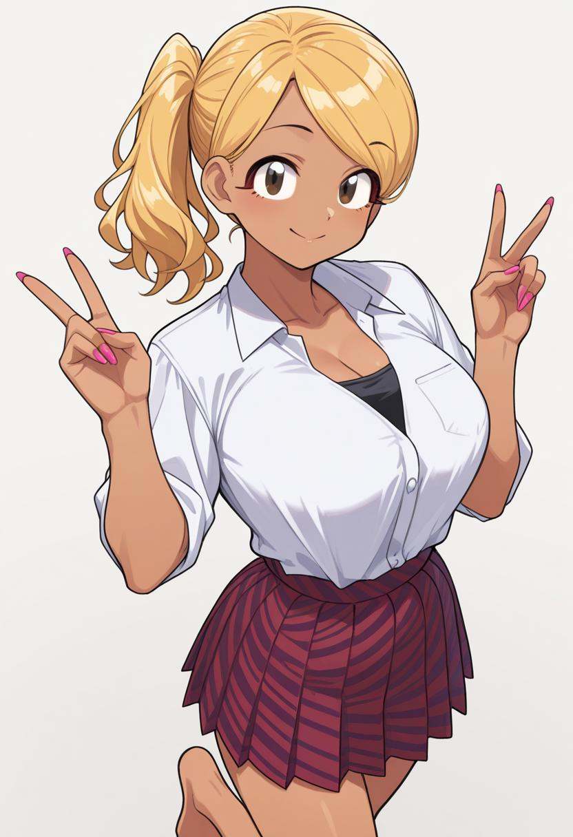 Rumiko Manbagi,  dark brown eyes,  gyaru on Tensor.Art