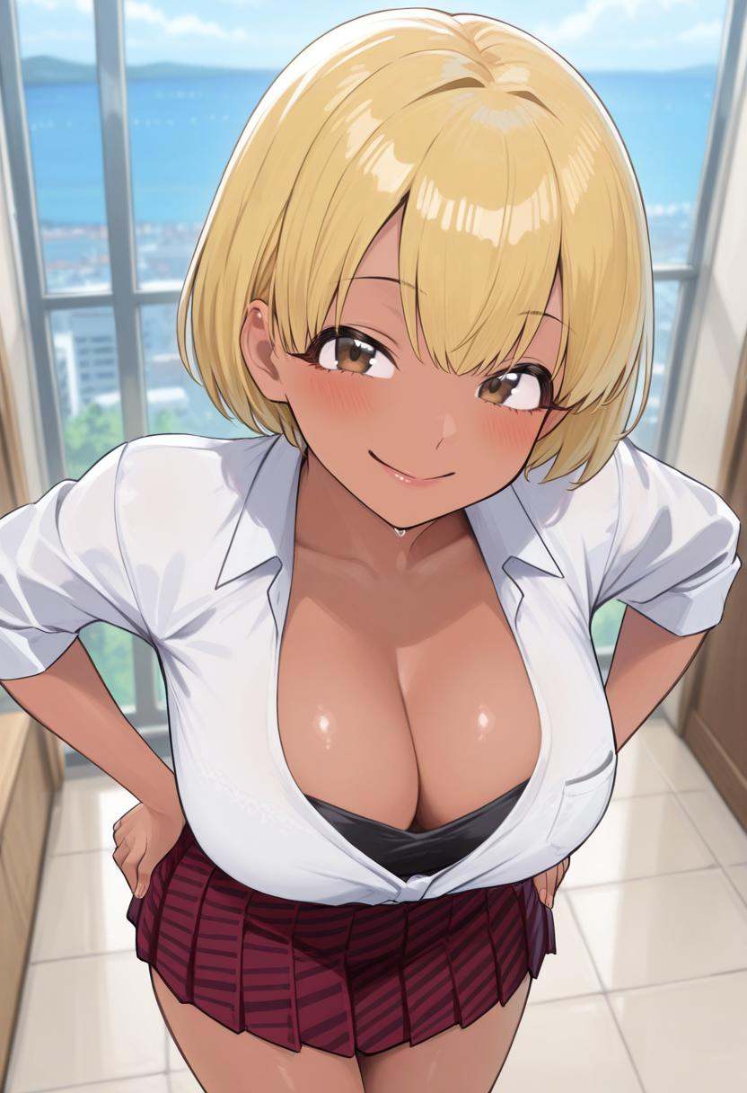 school uniform,  pleated skirt,  striped skirt on Tensor.Art