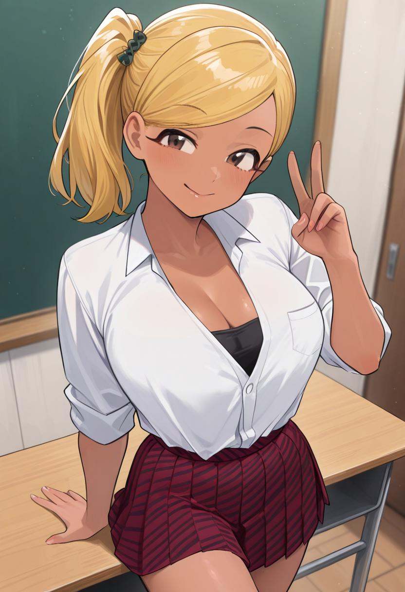 Rumiko Manbagi,  dark brown eyes,  tan on Tensor.Art