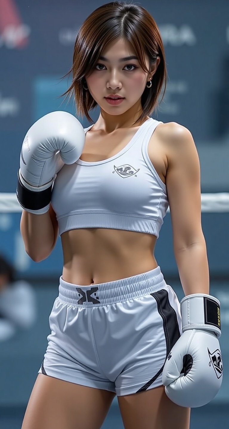 A mysterious fusion of East and West: a Korean supermodel,  realistic girl 1girl solo shy smile beautiful face huge ass sh...