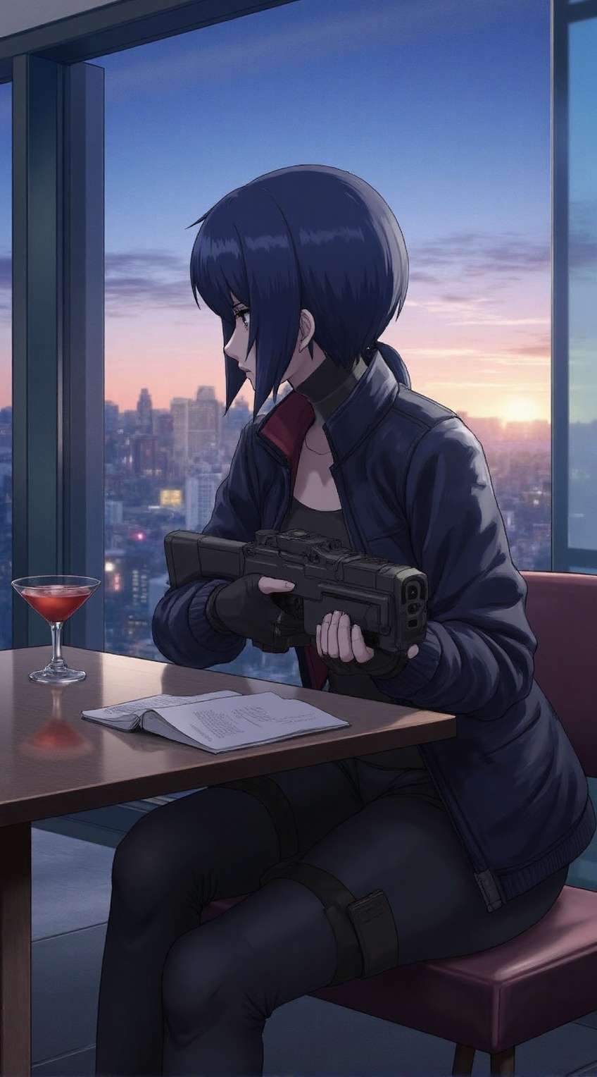 1girl,  solo,  holding rifle on Tensor.Art