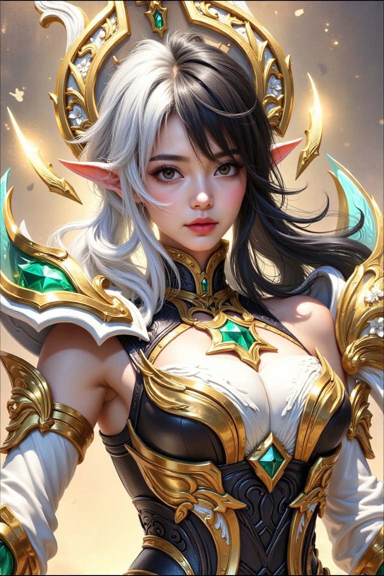 This image portrays a powerful and elegant character,  likely from a fantasy setting,  with intricate on Tensor.Art