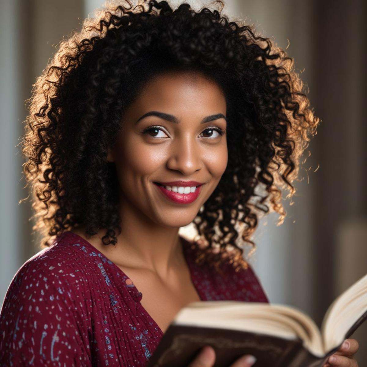 shallow_dof,  Jamaican woman reading a book,  black skin on Tensor.Art