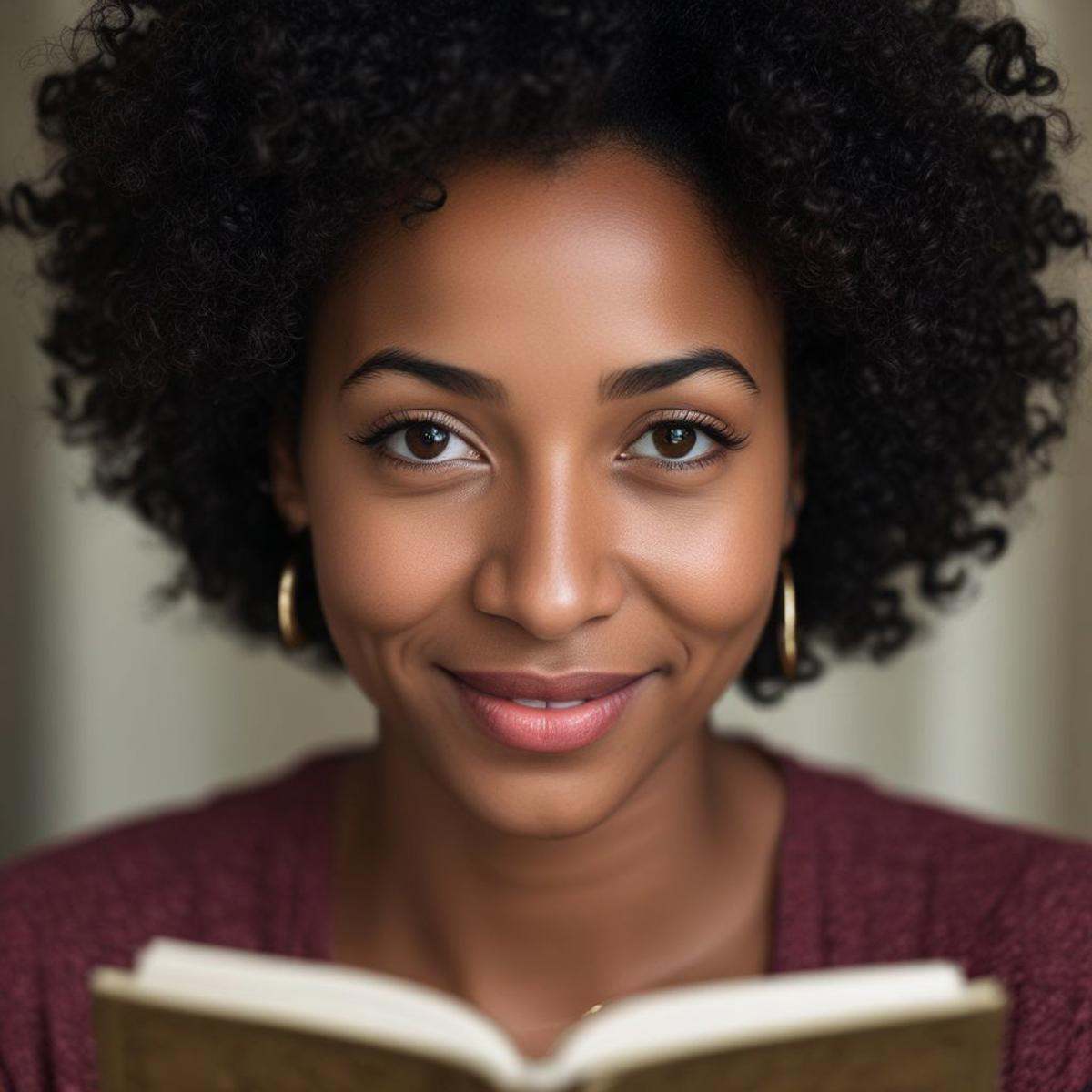 shallow_dof,  Jamaican woman reading a book,  black skin on Tensor.Art