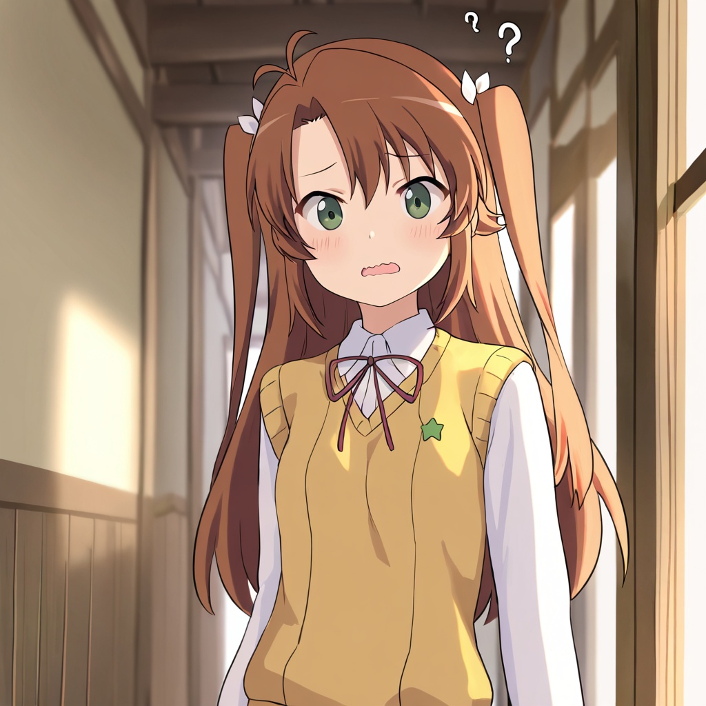 Koshigaya komari (Non Non Biyori),  brown hair,  green eyes on Tensor.Art