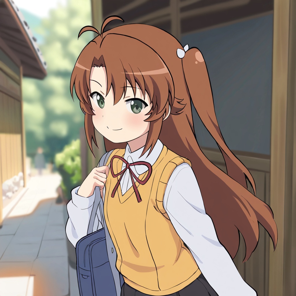 Koshigaya komari (Non Non Biyori),  brown hair,  green eyes on Tensor.Art