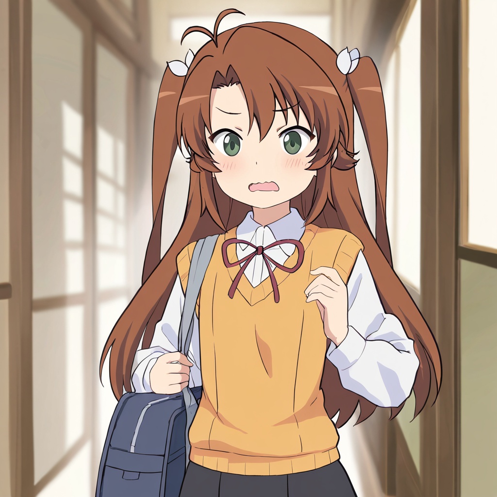 Koshigaya komari (Non Non Biyori),  brown hair,  green eyes on Tensor.Art
