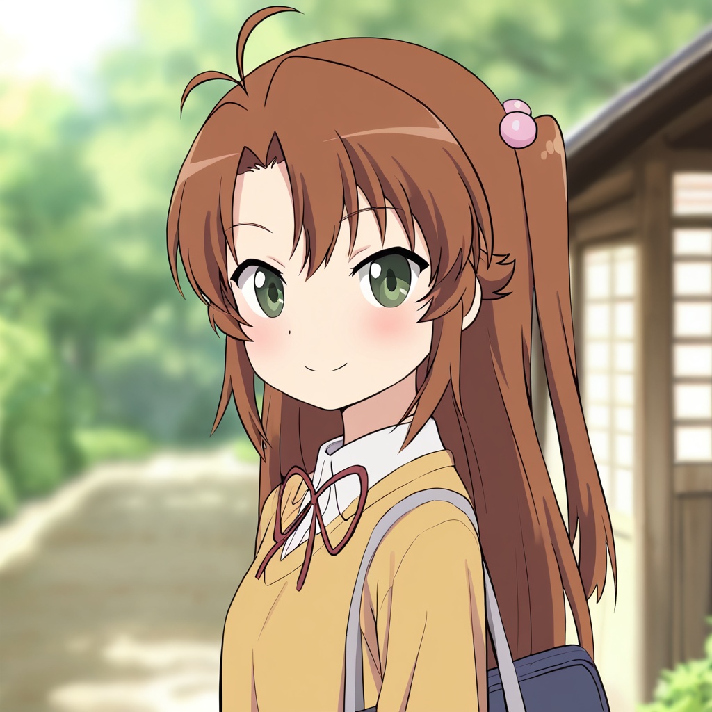 Koshigaya komari (Non Non Biyori),  brown hair,  green eyes on Tensor.Art