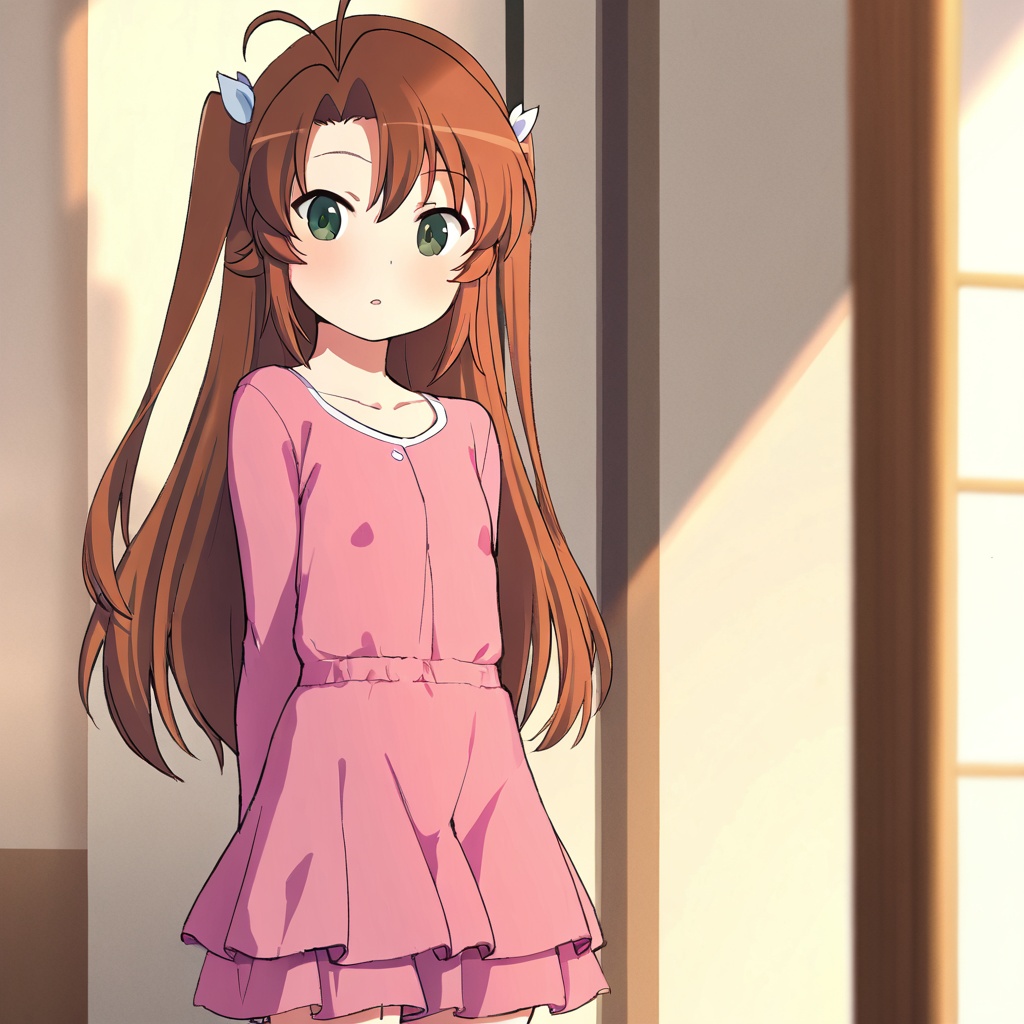Koshigaya komari (Non Non Biyori),  brown hair,  green eyes on Tensor.Art