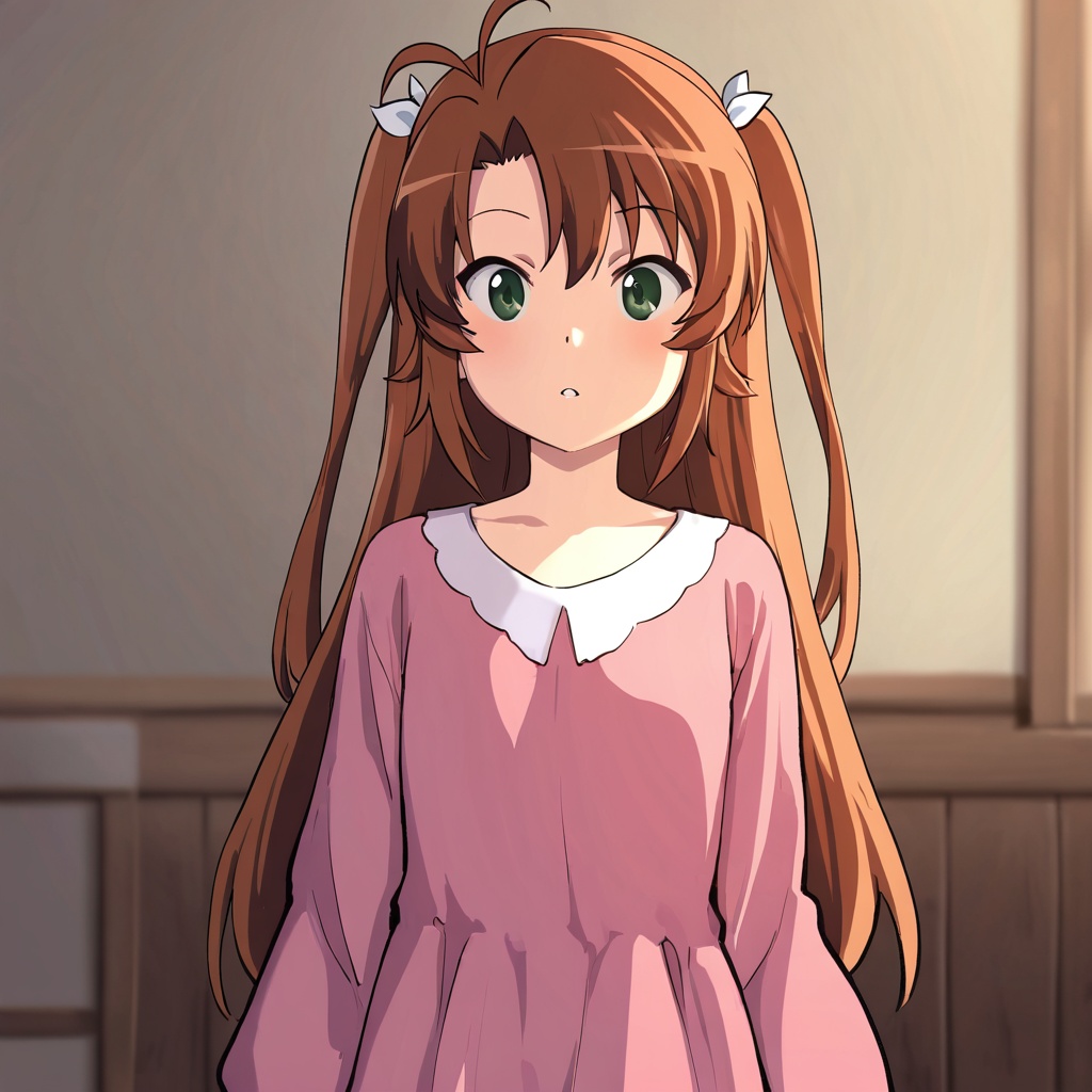 Koshigaya komari (Non Non Biyori),  brown hair,  green eyes on Tensor.Art