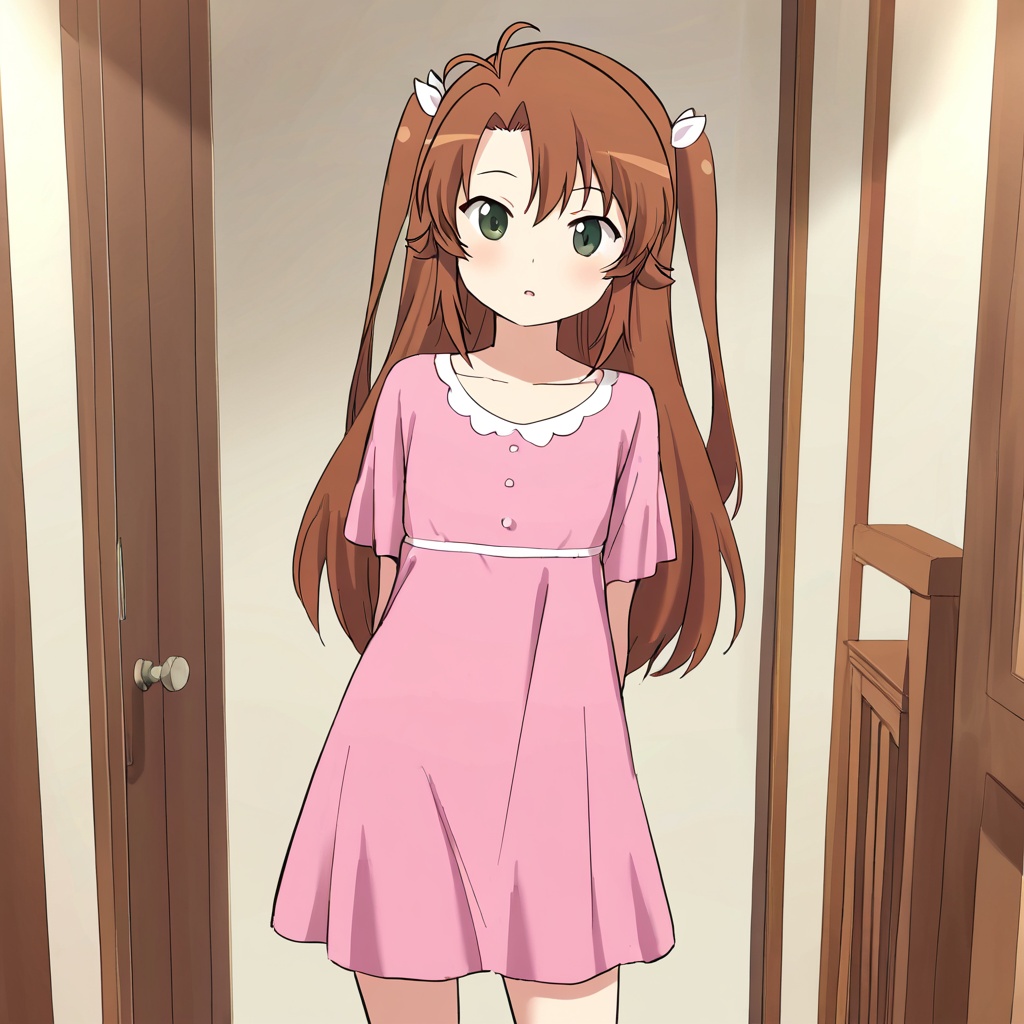 Koshigaya komari (Non Non Biyori),  brown hair,  green eyes on Tensor.Art