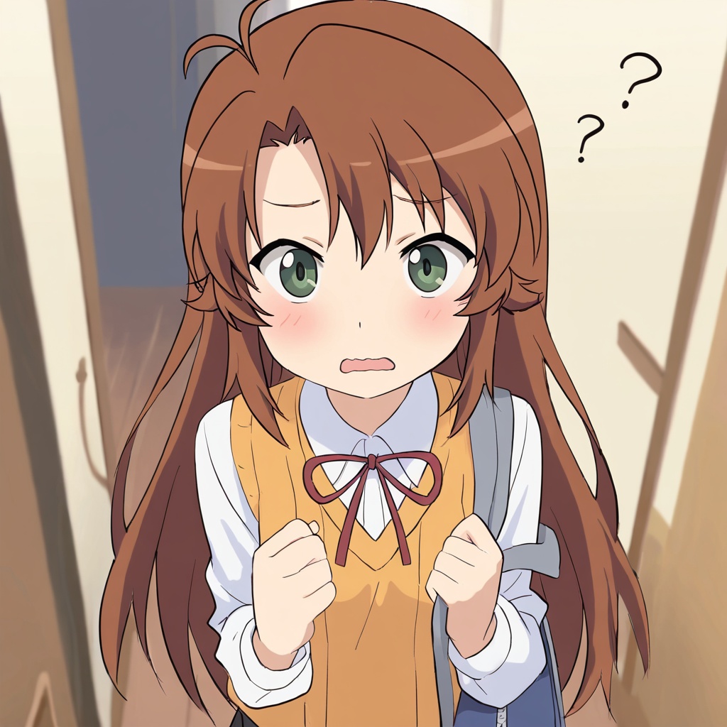 Koshigaya komari (Non Non Biyori),  brown hair,  green eyes on Tensor.Art