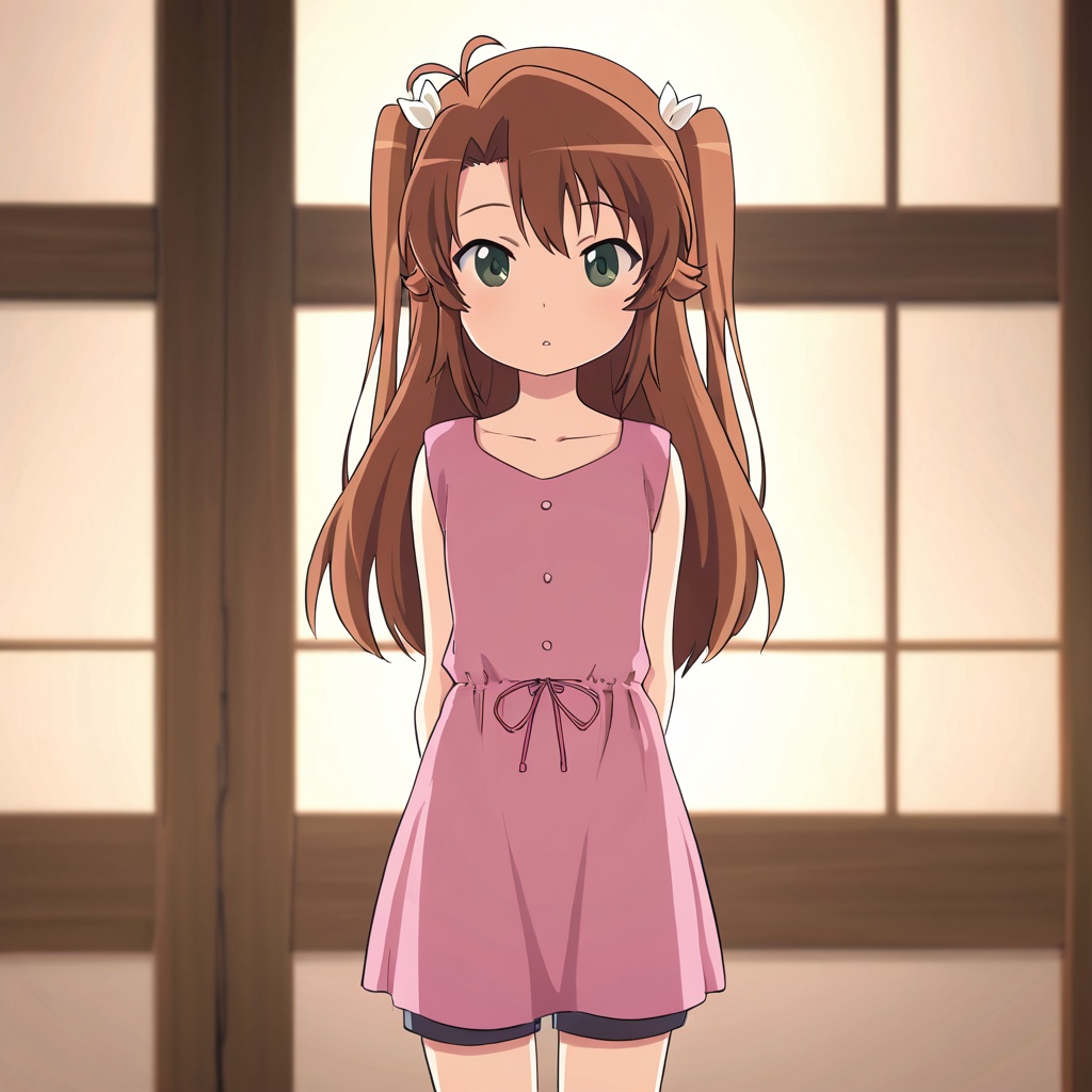 Koshigaya komari (Non Non Biyori),  brown hair,  green eyes on Tensor.Art