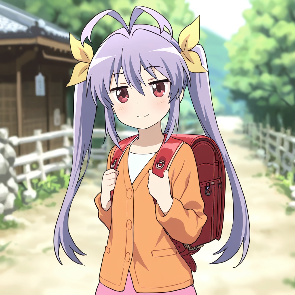 Miyauchi renge (Non Non Biyori),  purple hair,  ahoge on Tensor.Art