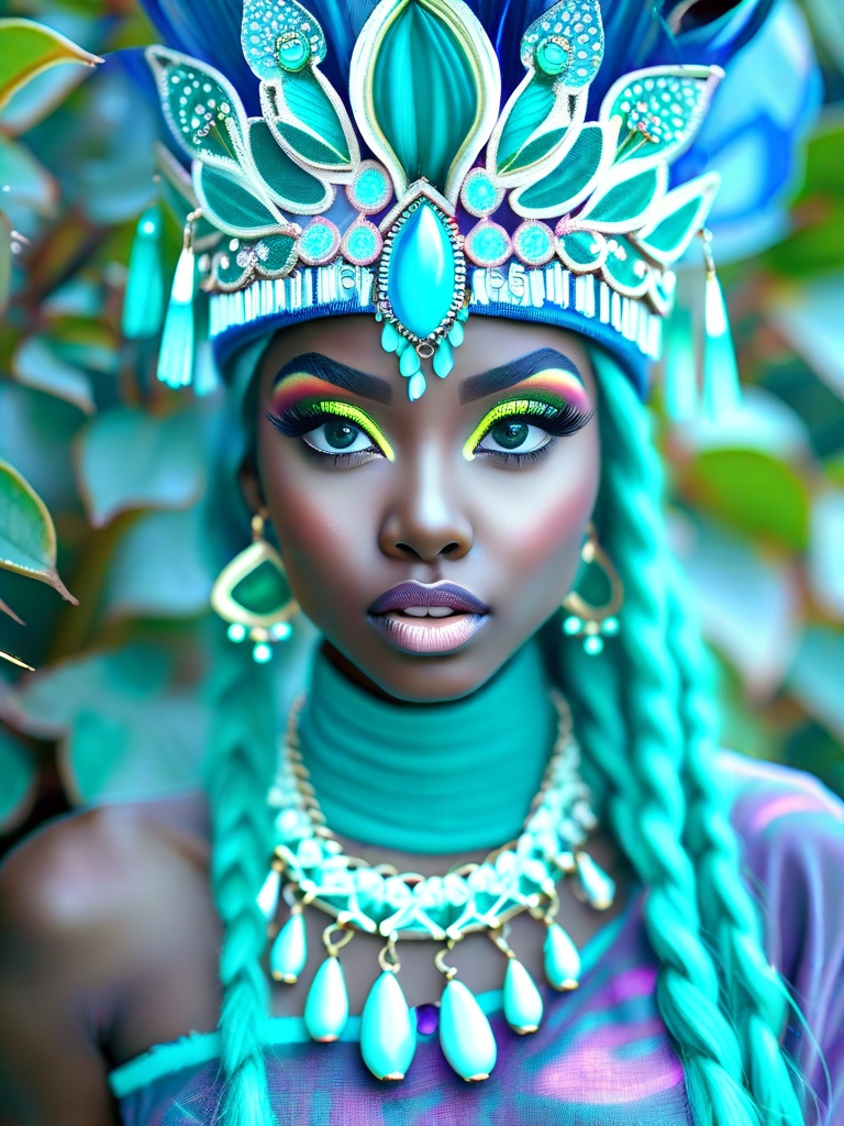 Close-up headshot of a [Enigmatic|Voluminous] Amphitrite peering through a [Cropped sweater and midi skirt|Flat cap] of Po...