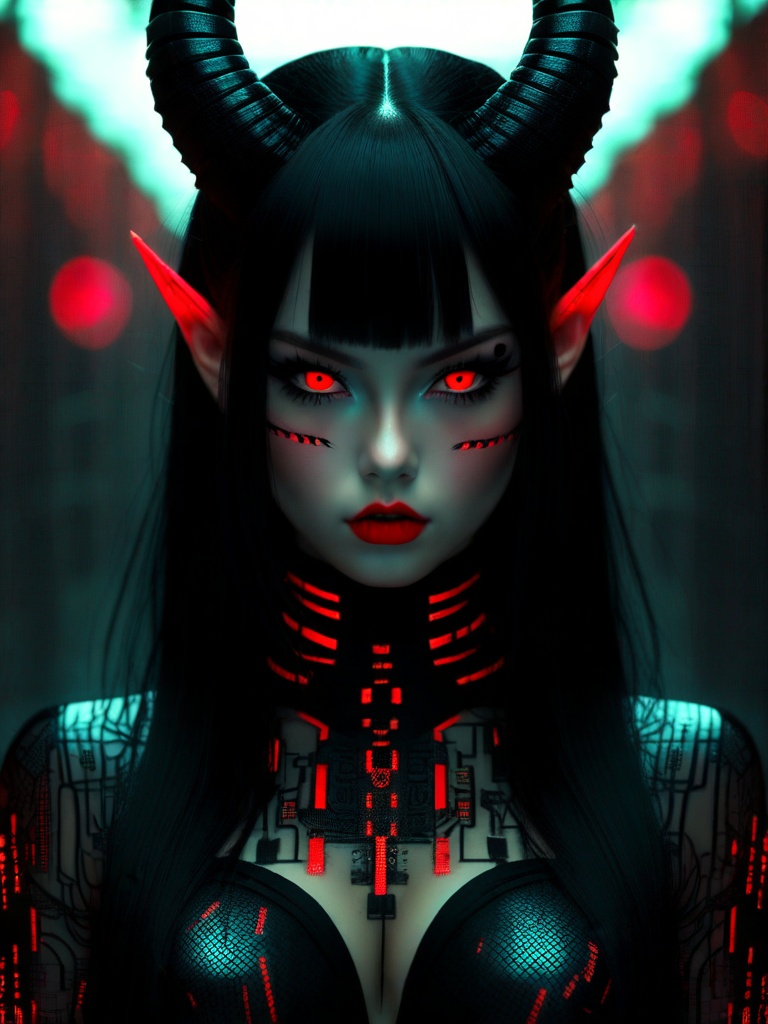 Super face Closeup Portrait,  cyberpunk face augmentation,  black color circuit board tattoos on face) on Tensor.Art