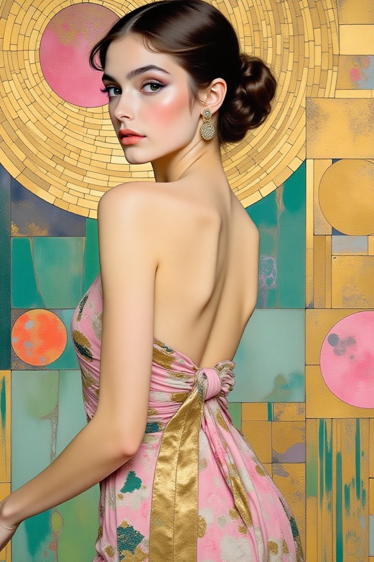 portrait of a stunning woman,  patchwork art style,  geometric abstraction on Tensor.Art