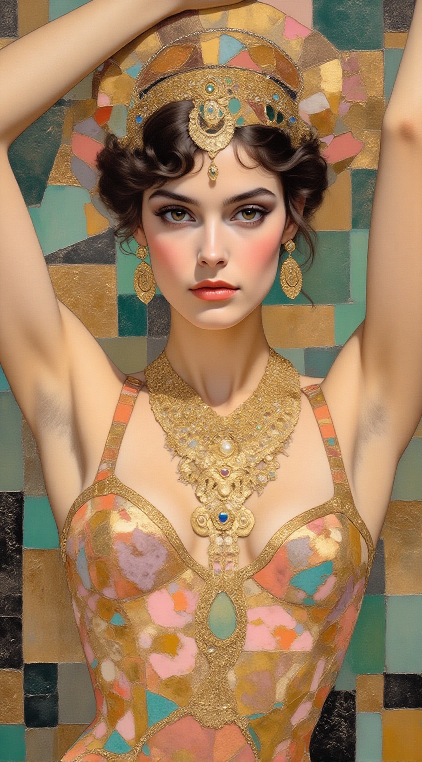 portrait of a stunning woman,  patchwork art style,  geometric abstraction on Tensor.Art
