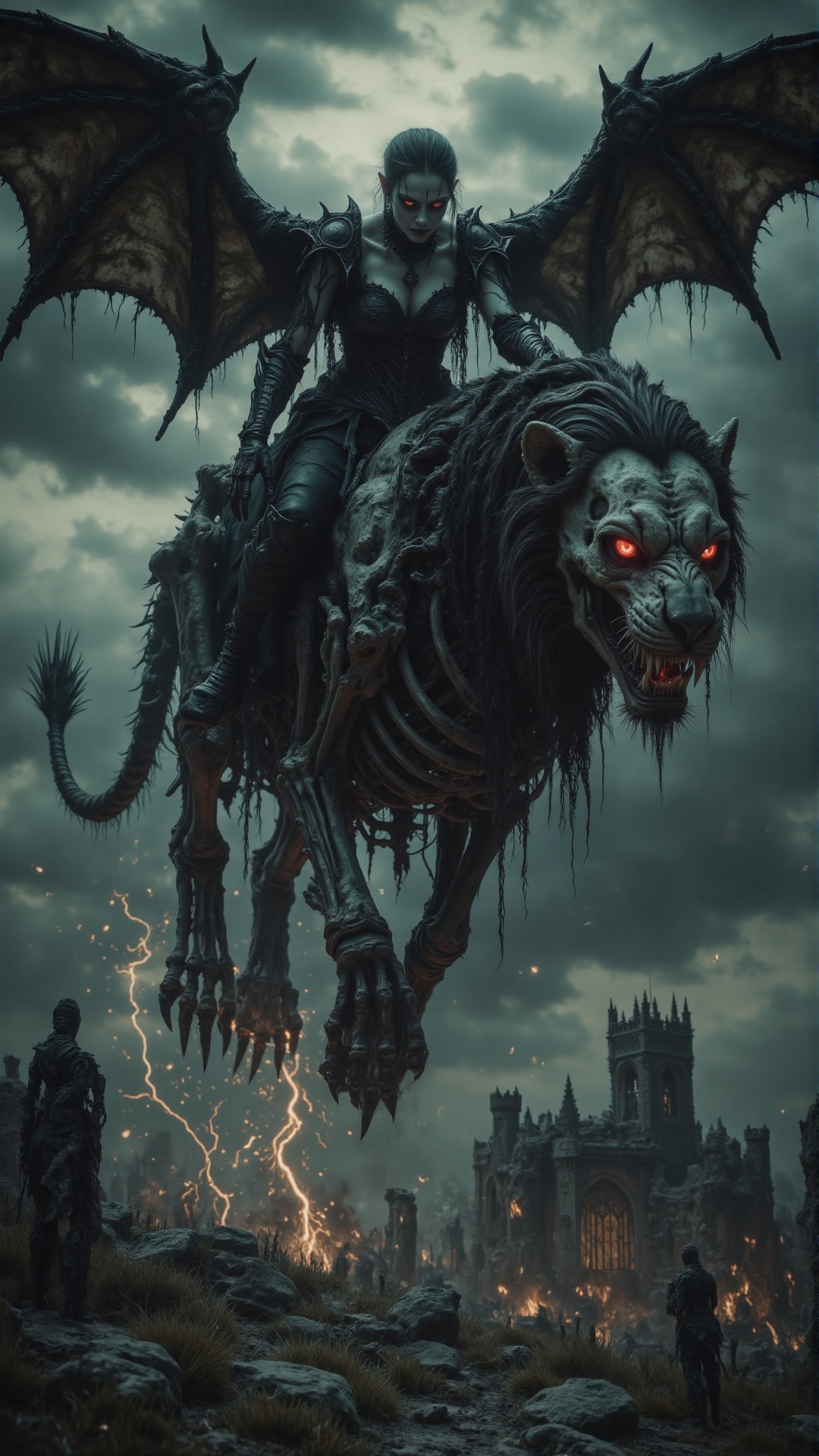 A gothic queen with a dark,  majestic aura is soaring through the sky,  her black on Tensor.Art