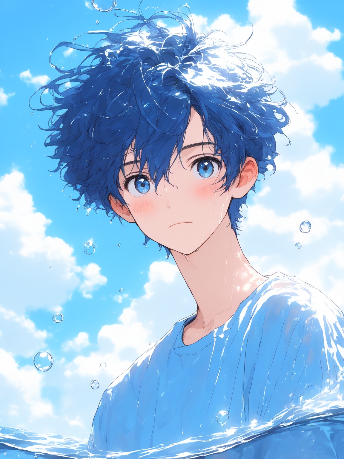 looking at viewer,  blush,  short hair on Tensor.Art