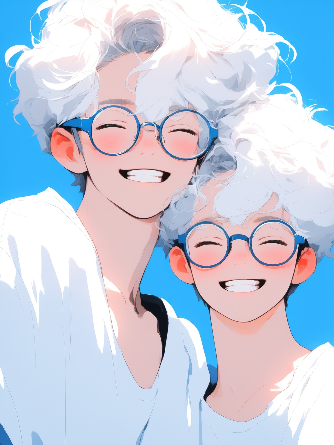 blush,  smile,  short hair on Tensor.Art
