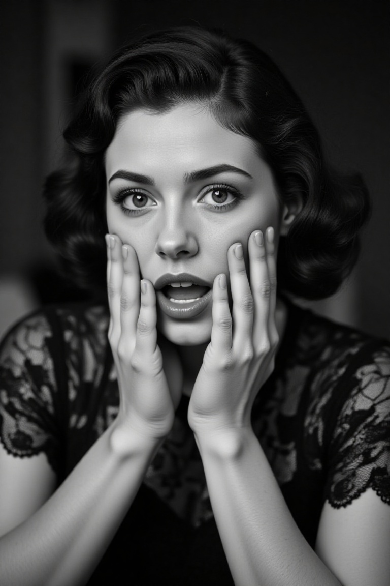 portrait shot of 1930s housewife,  gorgeous face,  petit on Tensor.Art