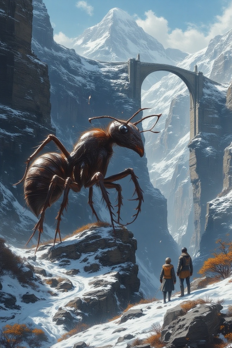 gigantic ant in snow mountain on Tensor.Art