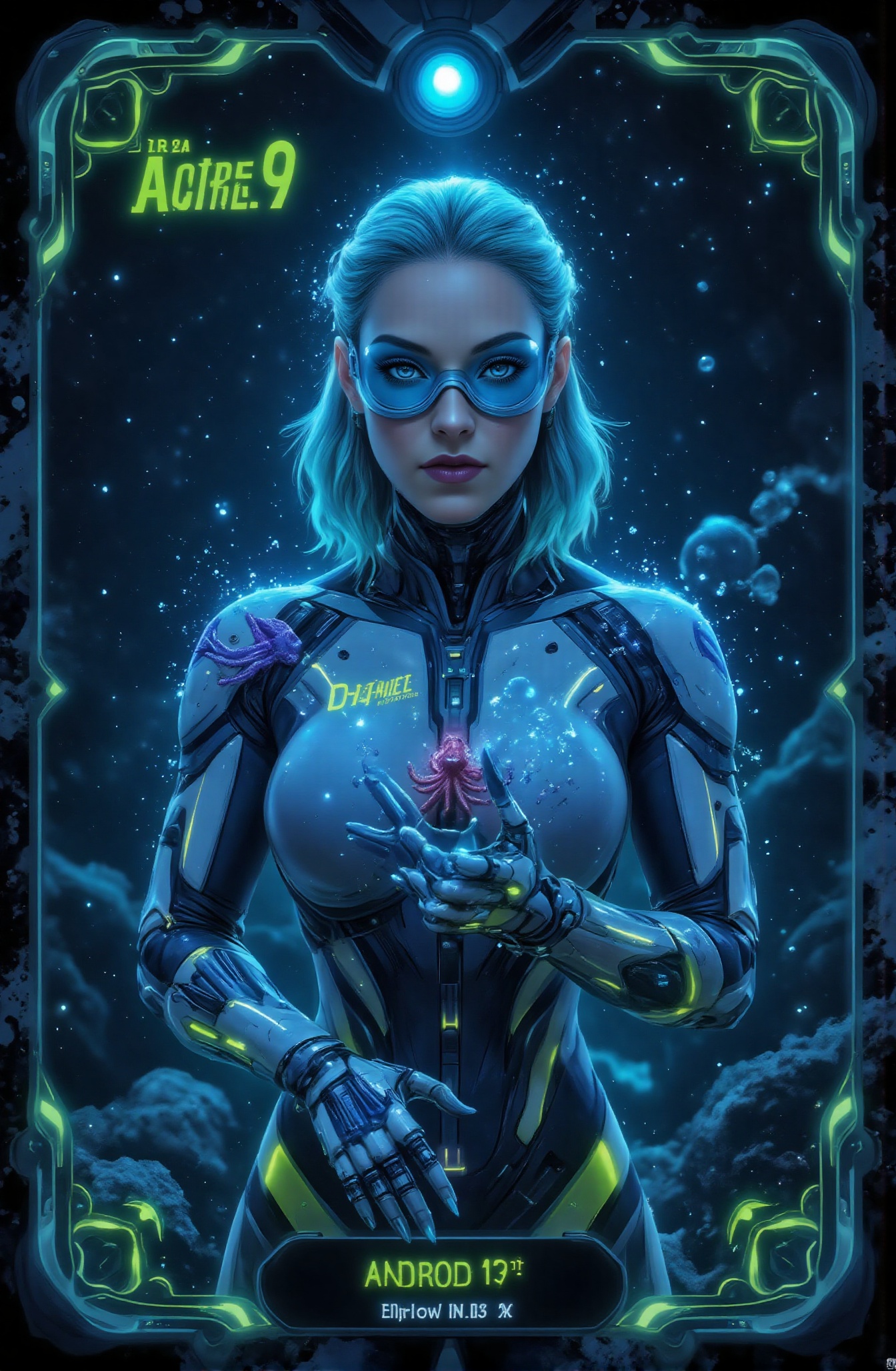 Score_9 is a tarot card that depicts a realistic robot in the future world. The name of the card "Android 23" appeared bel...