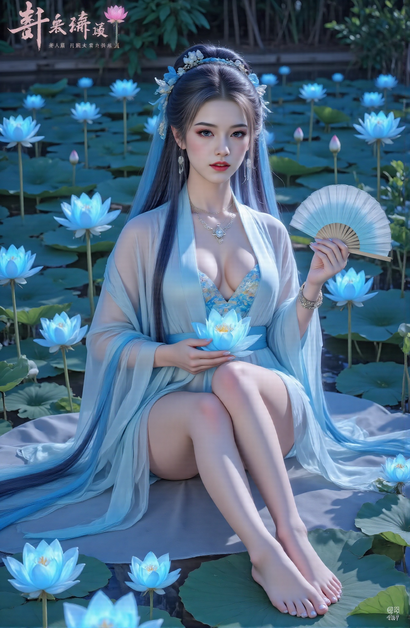 Score_9,  a tarot card depicting a gorgeous beauty in Hanfu. The card name "Pan Jinlian" appears below the tarot card,  wi...