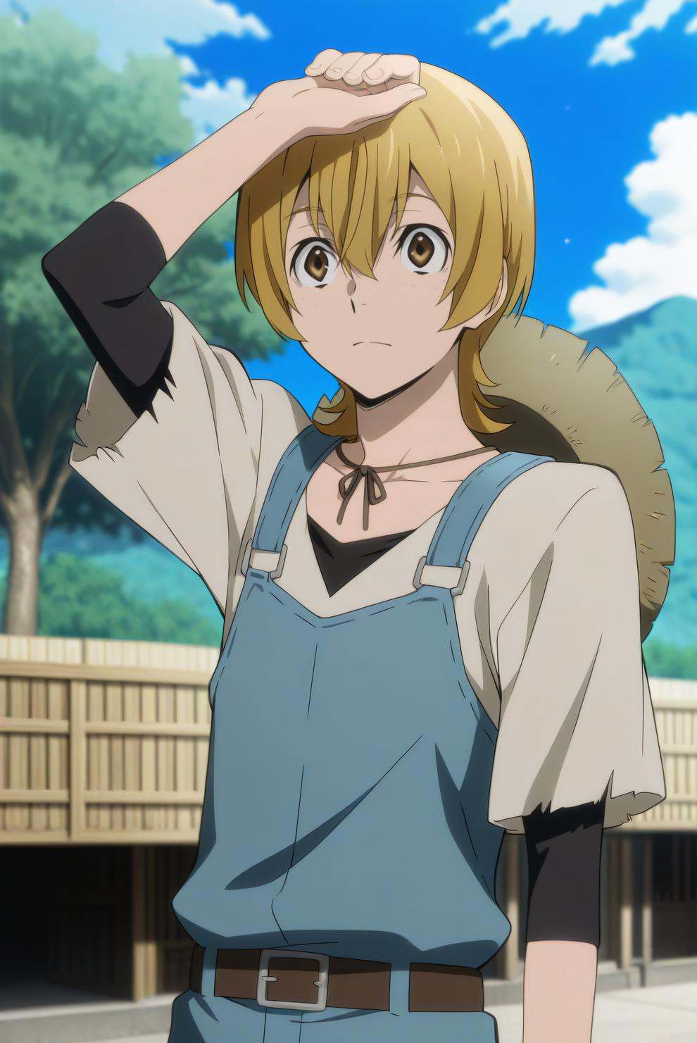 miyazawa kenji,  overalls,  straw hat on Tensor.Art