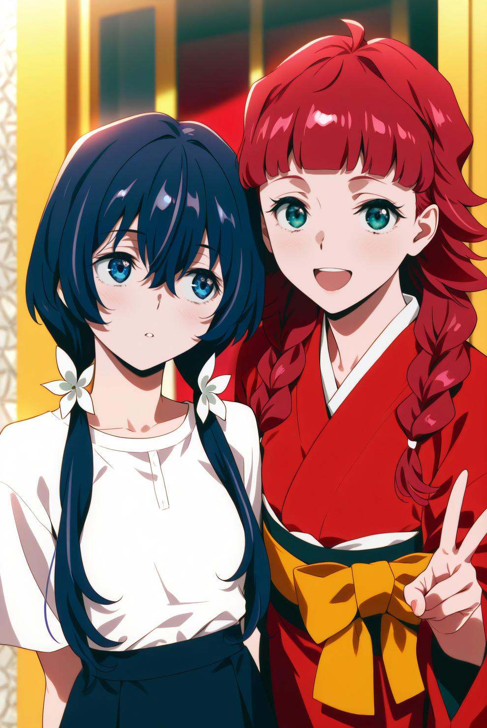 izumi kyouka,  red kimono,  low twintails on Tensor.Art