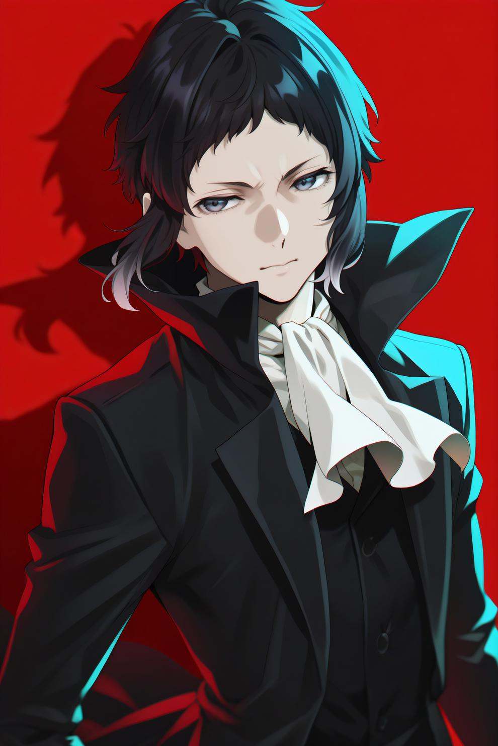 akutagawa ryuunosuke,  ascot,  black coat on Tensor.Art
