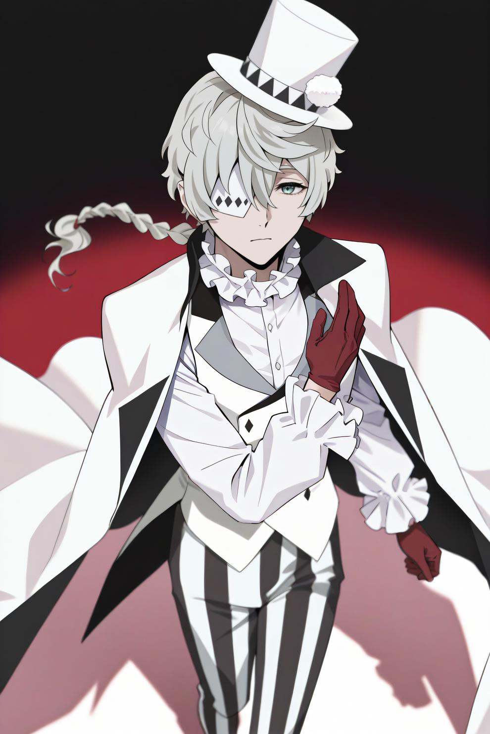 nikolai gogol,  single braid,  eyepatch on Tensor.Art