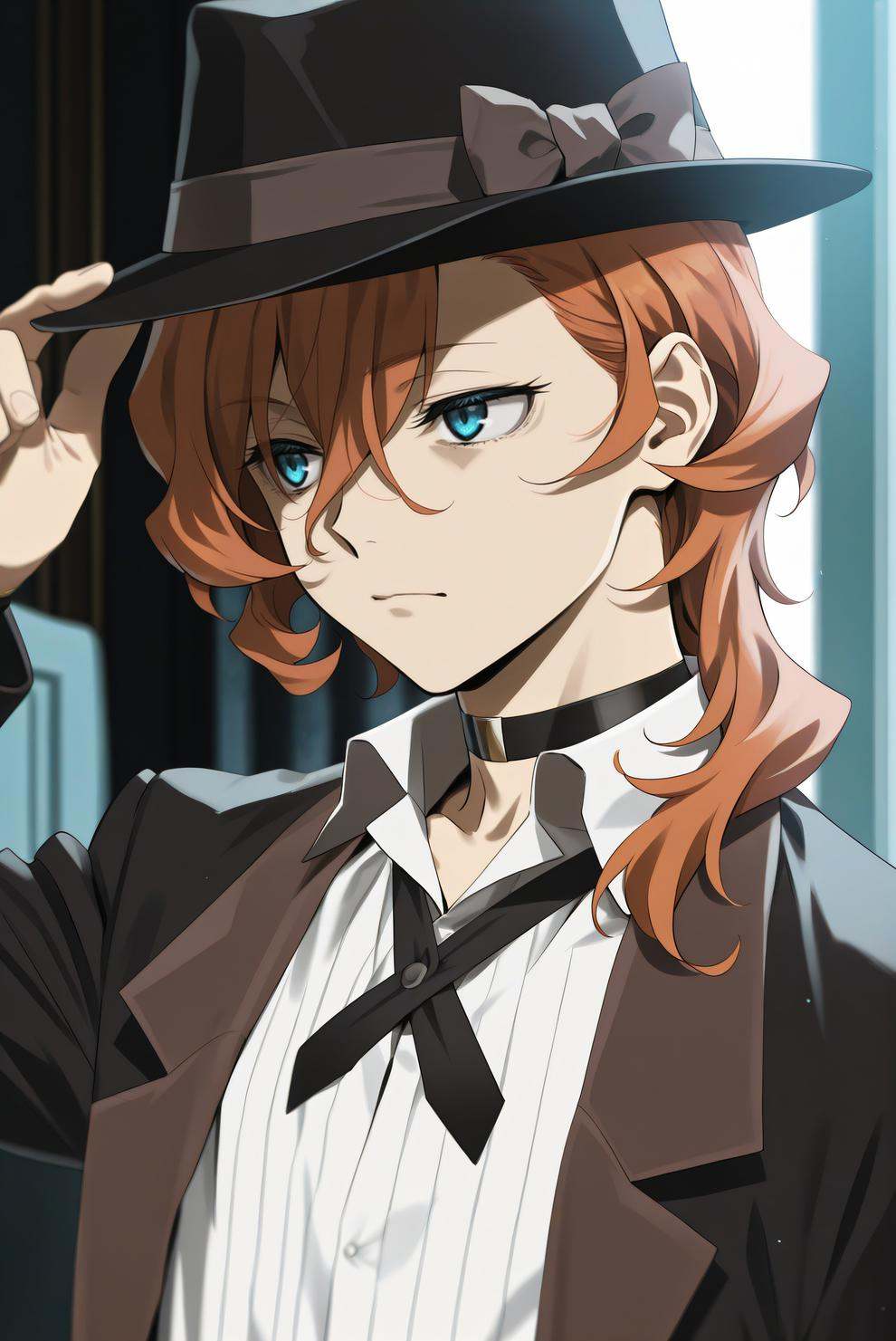 nakahara chuuya,  black hat,  fedora on Tensor.Art