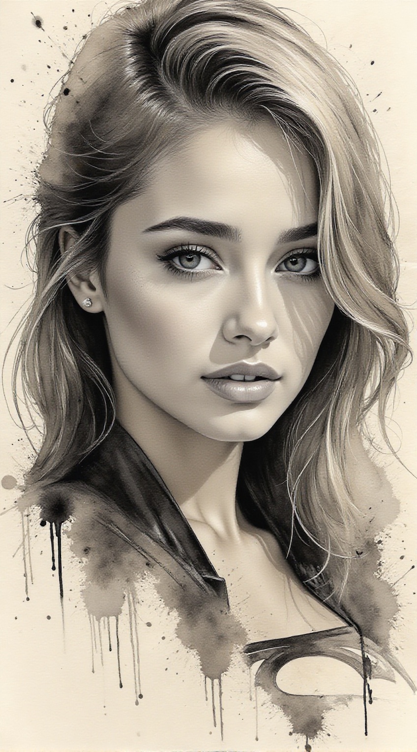 Close-up portrait of Supergirl,  Ariana Grande lookalike,  pencil sketch base on Tensor.Art