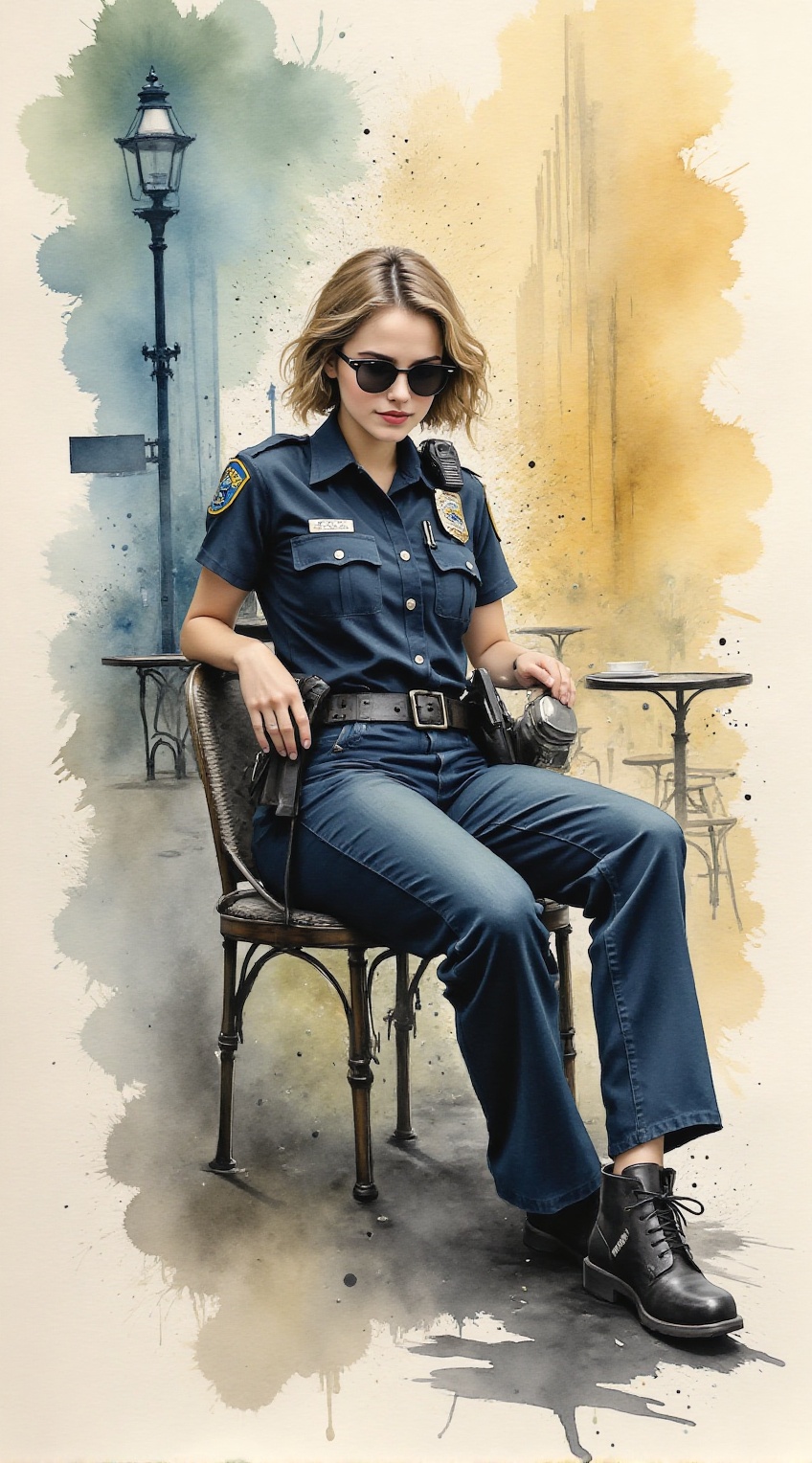 portrait of NYPD policewoman,  20yo,  Emma Watson lookalike on Tensor.Art