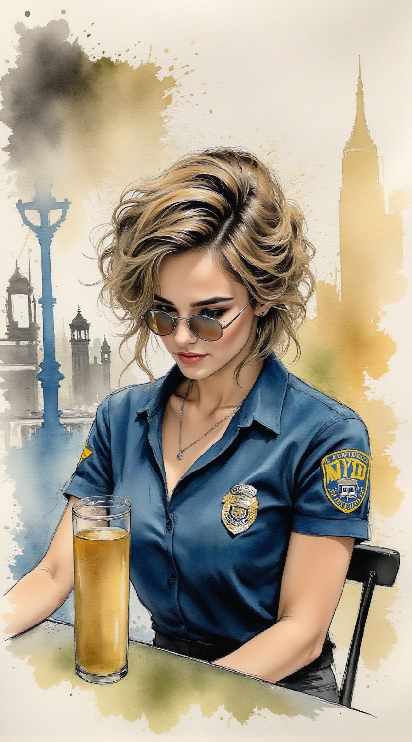 Close up of NYPD policewoman,  20yo,  Ana De Armas lookalike on Tensor.Art