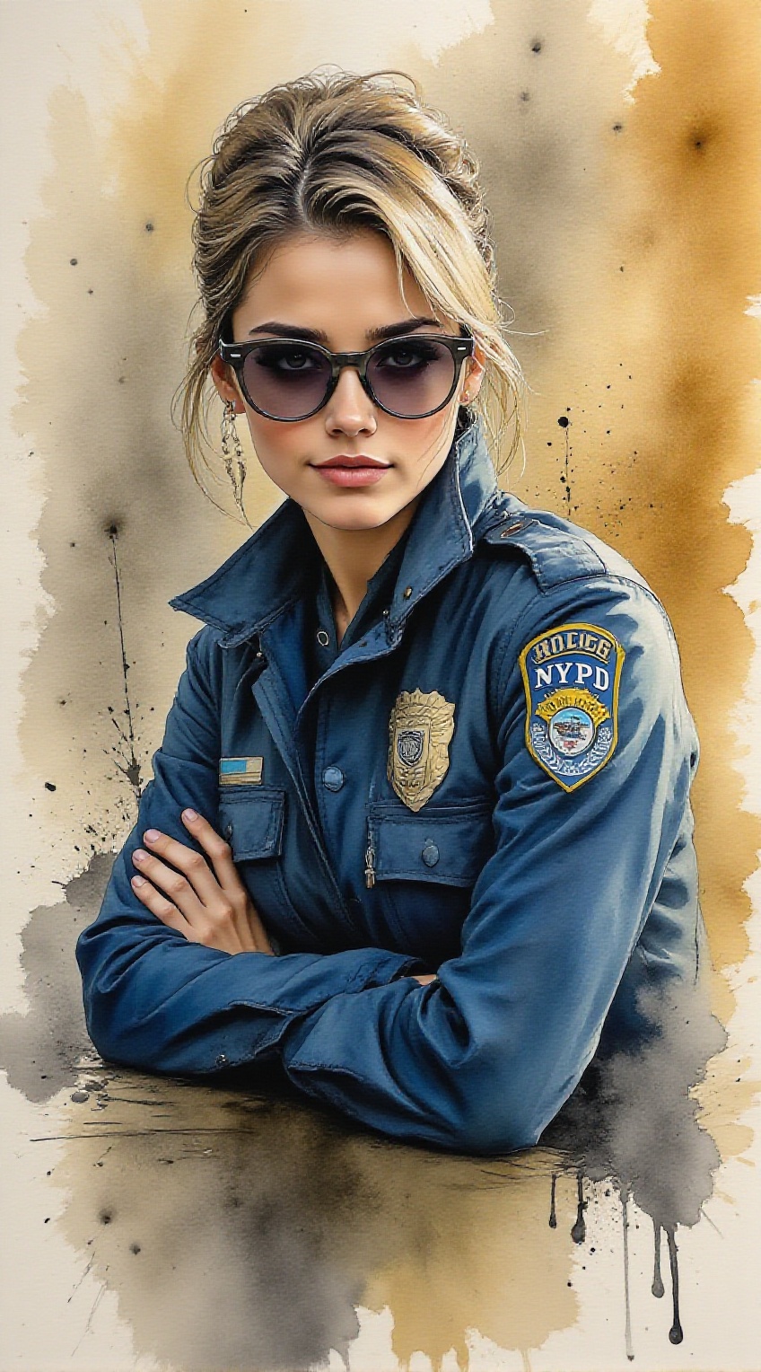 Close up of NYPD policewoman,  20yo,  Ana De Armas lookalike on Tensor.Art