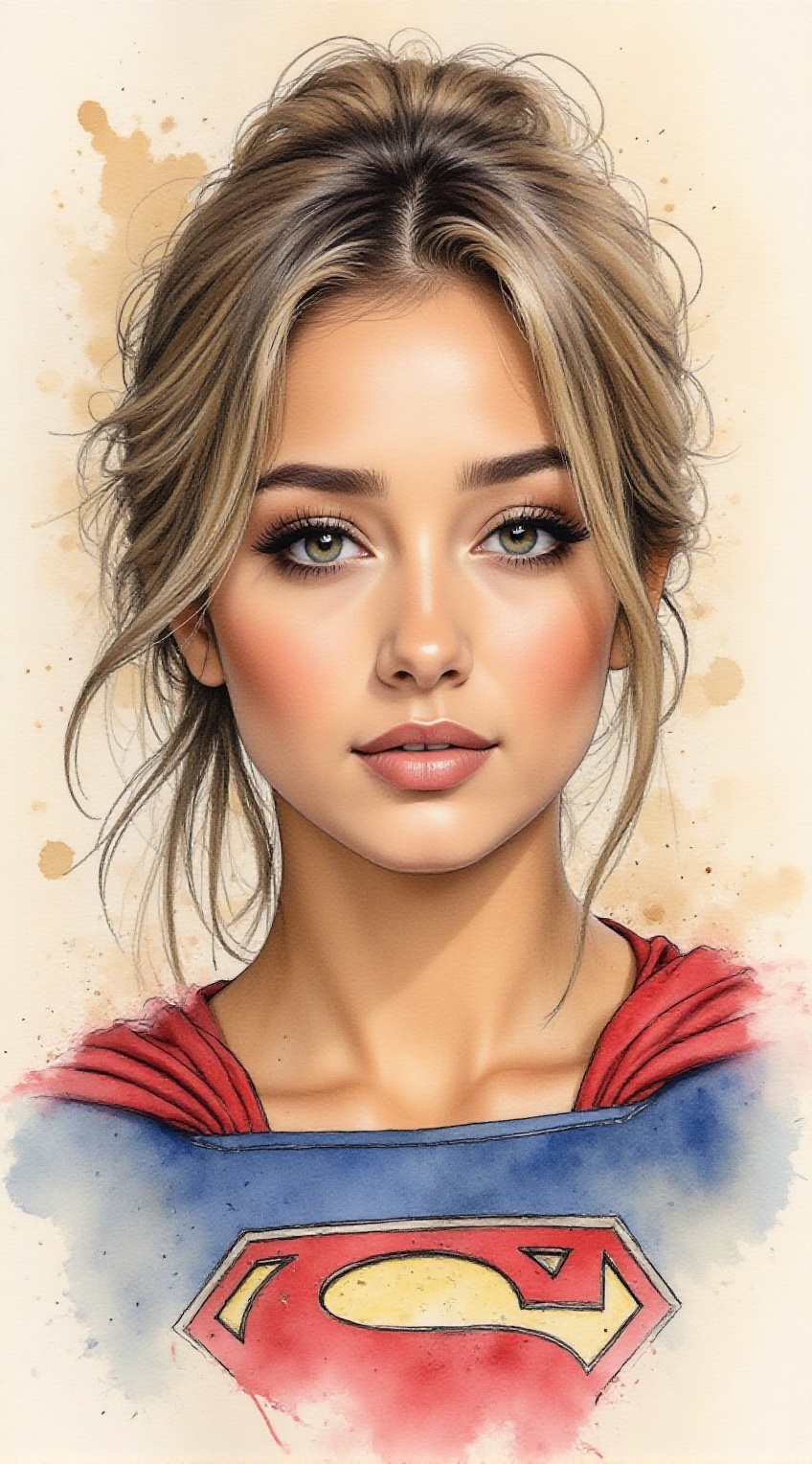 Close-up portrait of Supergirl,  Ariana Grande lookalike,  pencil sketch base on Tensor.Art
