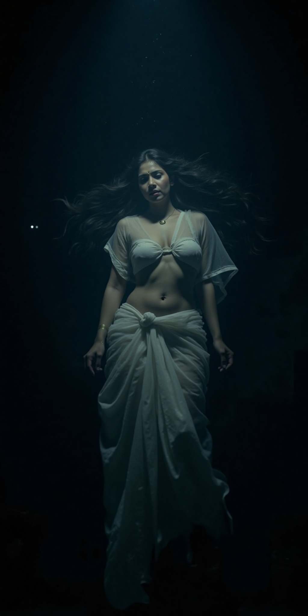 Shot from low angle,  Created a horror gosht image,  the idea from Kerala gosht called Yakshi on Tensor.Art
