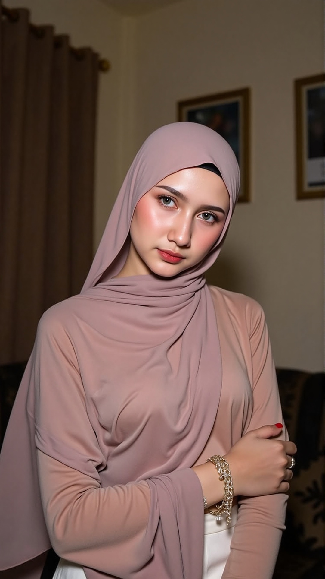 Portrait half-body,  1girl,  hijab scarf on Tensor.Art