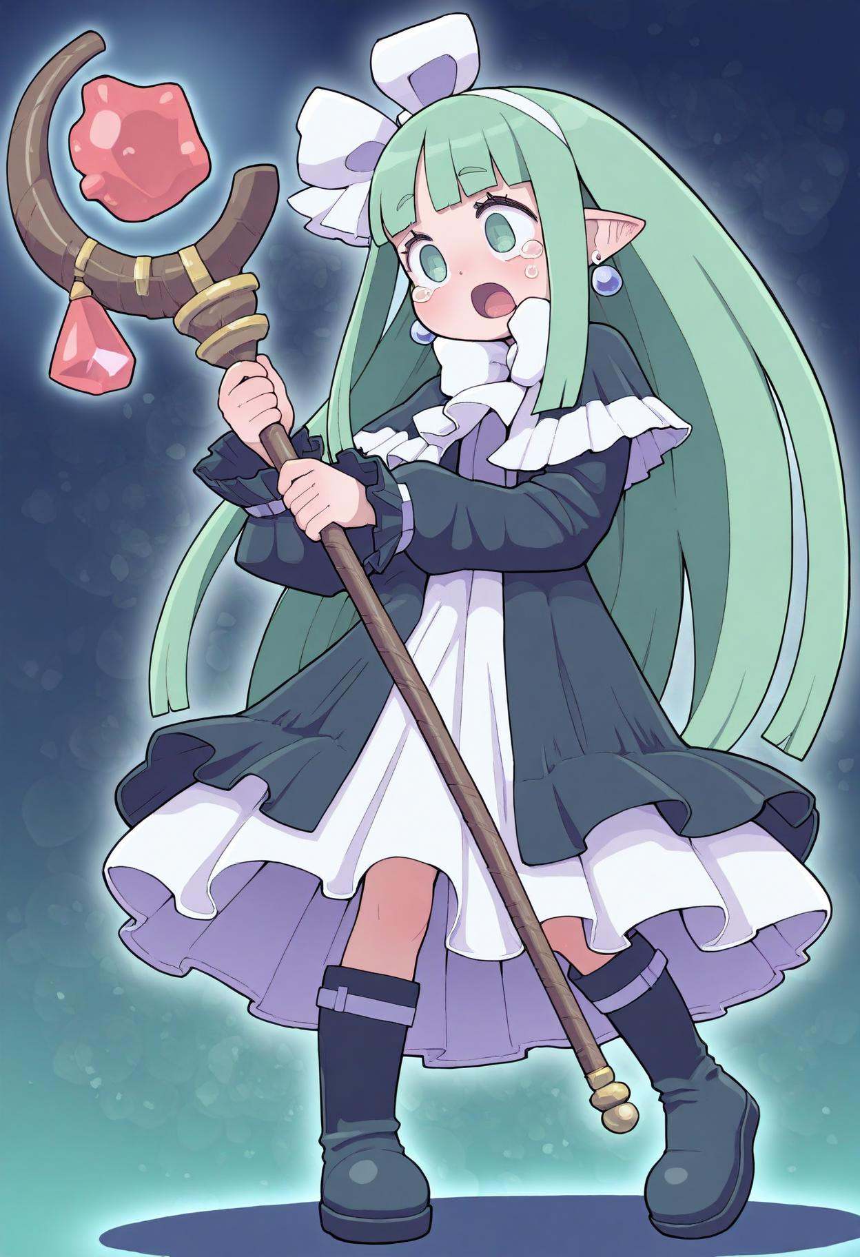1girl,  mage \(disgaea\),  green hair on Tensor.Art
