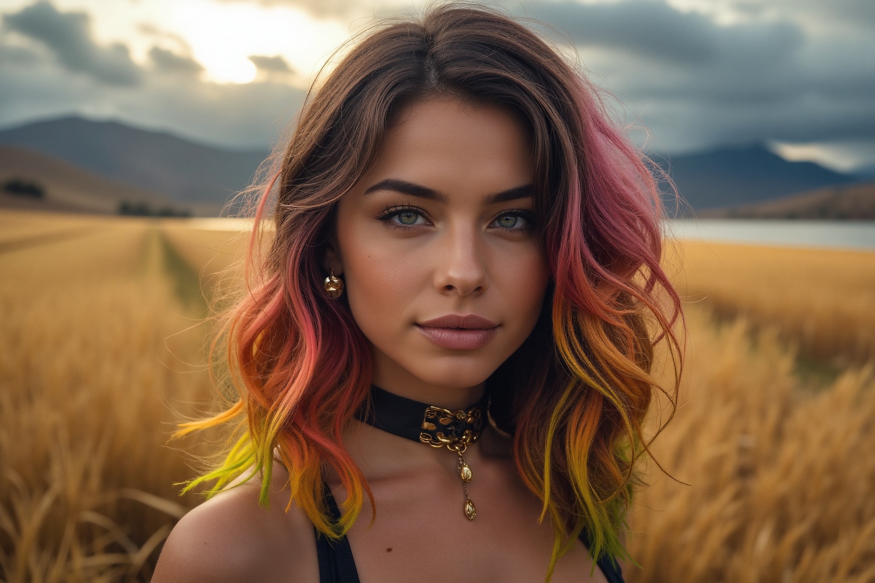 Hyper-realistic portrait of a stunning young woman with mesmerizing blue eyes,  full lips,  and flawless skin on Tensor.Art