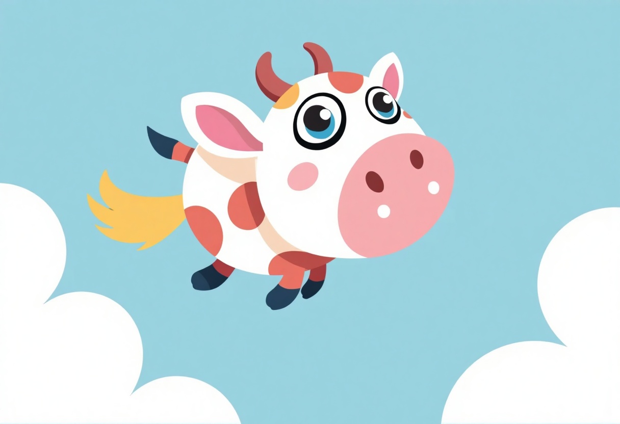 The pretty cartoon flying cow in the sky,  Lucky Charms 1 on Tensor.Art
